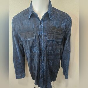 Affliction Blue Studded men's button-down longsleeve XL